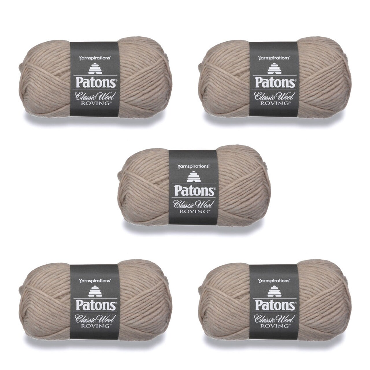 Patons Classic Wool Natural Yarn - 5 Pack of 3.5oz/100g - Wool - 5 Bulky - 120 Yards - Knitting/Crochet